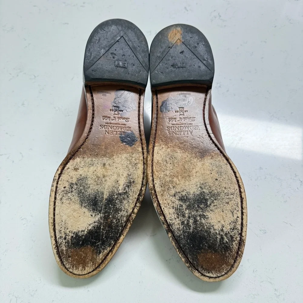 Allen Edmonds Delray‎ Dress Shoes Mens 10 B Brown Leather Split Toe Derby 6370